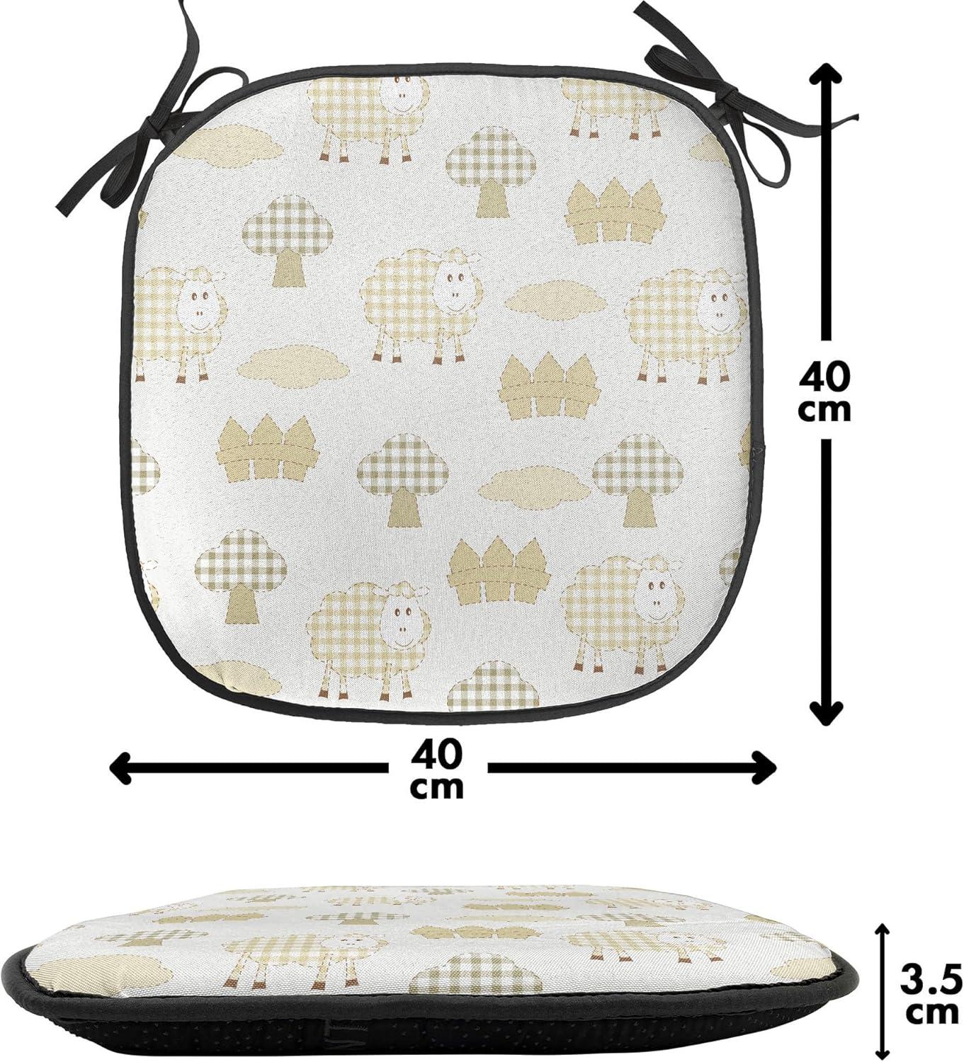 imageAmbesonne Fruits Chair Seating Cushion Set of 8 Retro Valentine Theme with Strawberry Love Happiness Merry Lucky Image AntiSlip Seat Padding for Kitchen amp Patio 16x16 Eggshell Ruby Army GreenWhite Khaki Ivory