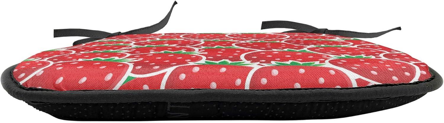 imageAmbesonne Fruits Chair Seating Cushion Set of 8 Retro Valentine Theme with Strawberry Love Happiness Merry Lucky Image AntiSlip Seat Padding for Kitchen amp Patio 16x16 Eggshell Ruby Army GreenRed Hunter Green