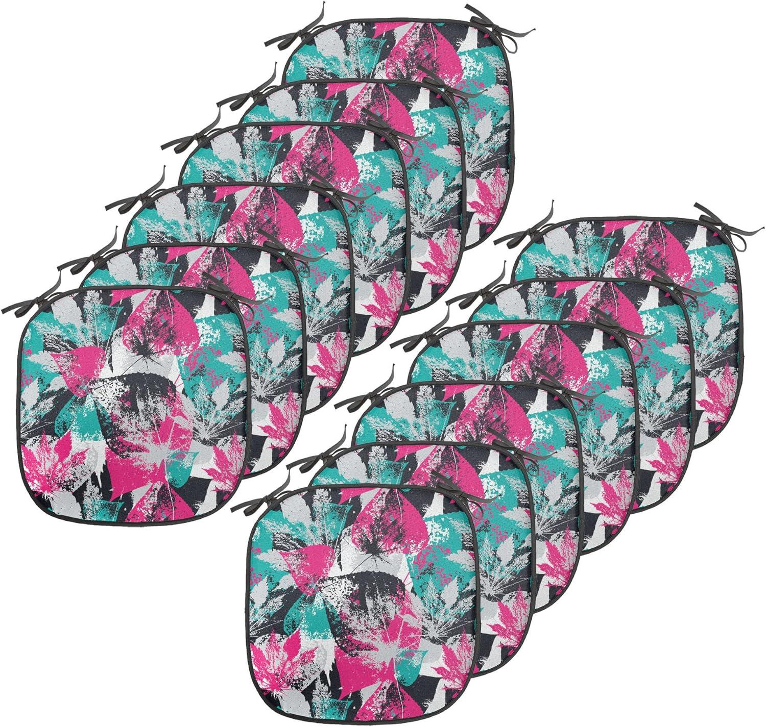 imageAmbesonne Fruits Chair Seating Cushion Set of 8 Retro Valentine Theme with Strawberry Love Happiness Merry Lucky Image AntiSlip Seat Padding for Kitchen amp Patio 16x16 Eggshell Ruby Army GreenHot Pink Seafoam Black