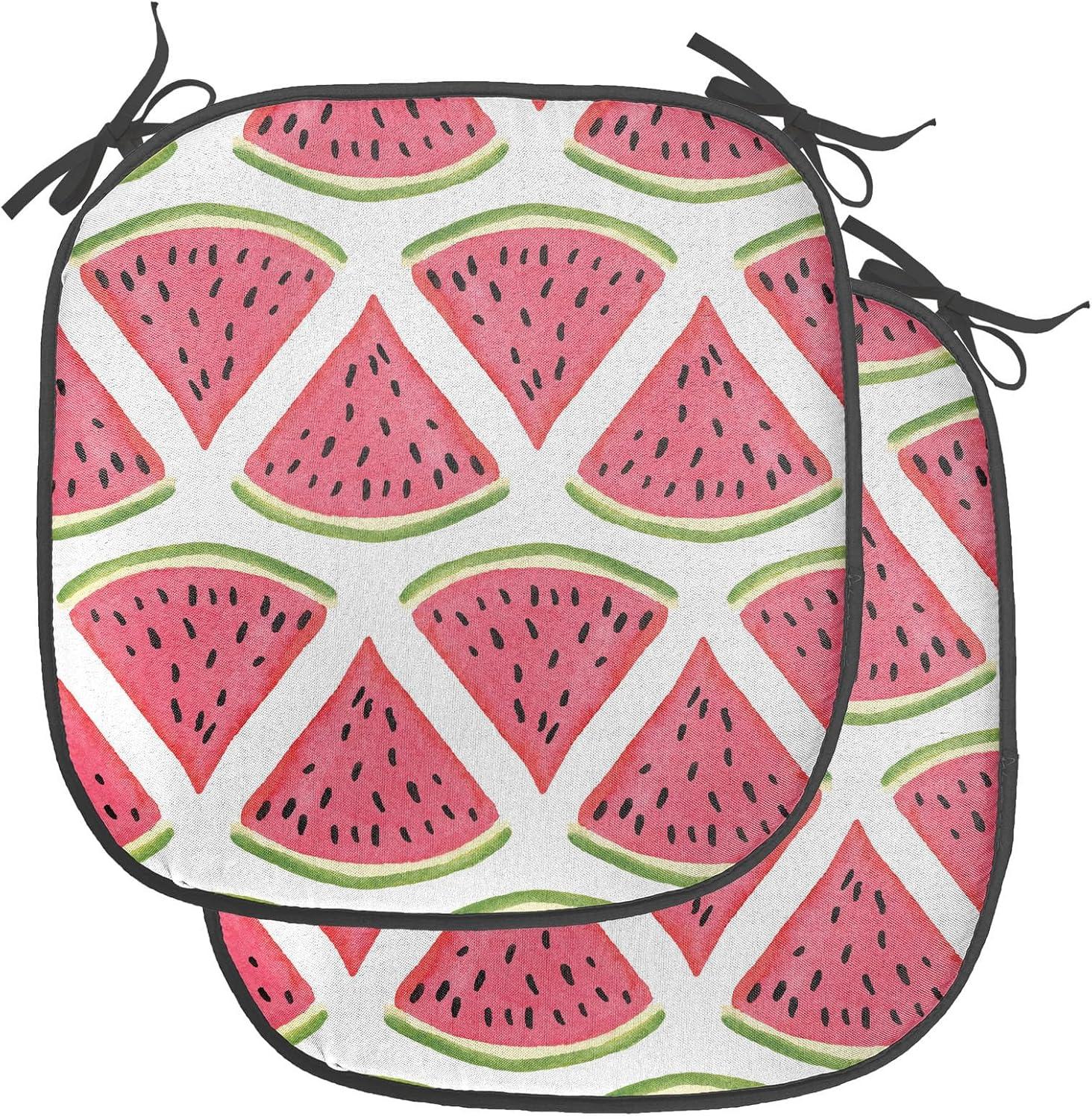 imageAmbesonne Fruits Chair Seating Cushion Set of 8 Retro Valentine Theme with Strawberry Love Happiness Merry Lucky Image AntiSlip Seat Padding for Kitchen amp Patio 16x16 Eggshell Ruby Army GreenDark Coral Fern Green