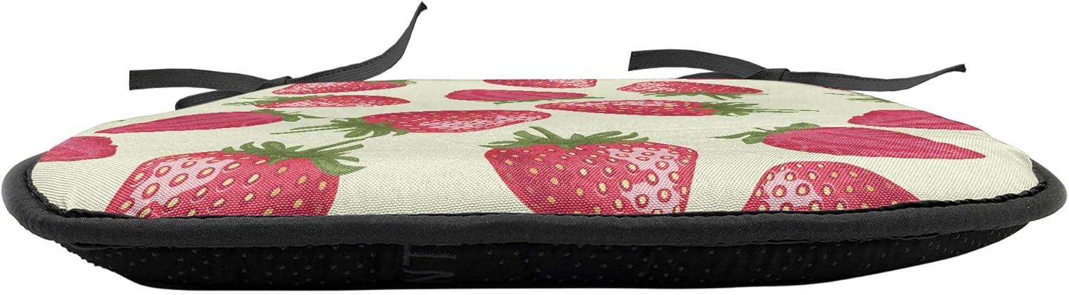 imageAmbesonne Fruits Chair Seating Cushion Set of 8 Retro Valentine Theme with Strawberry Love Happiness Merry Lucky Image AntiSlip Seat Padding for Kitchen amp Patio 16x16 Eggshell Ruby Army GreenEggshell Red Olive Green