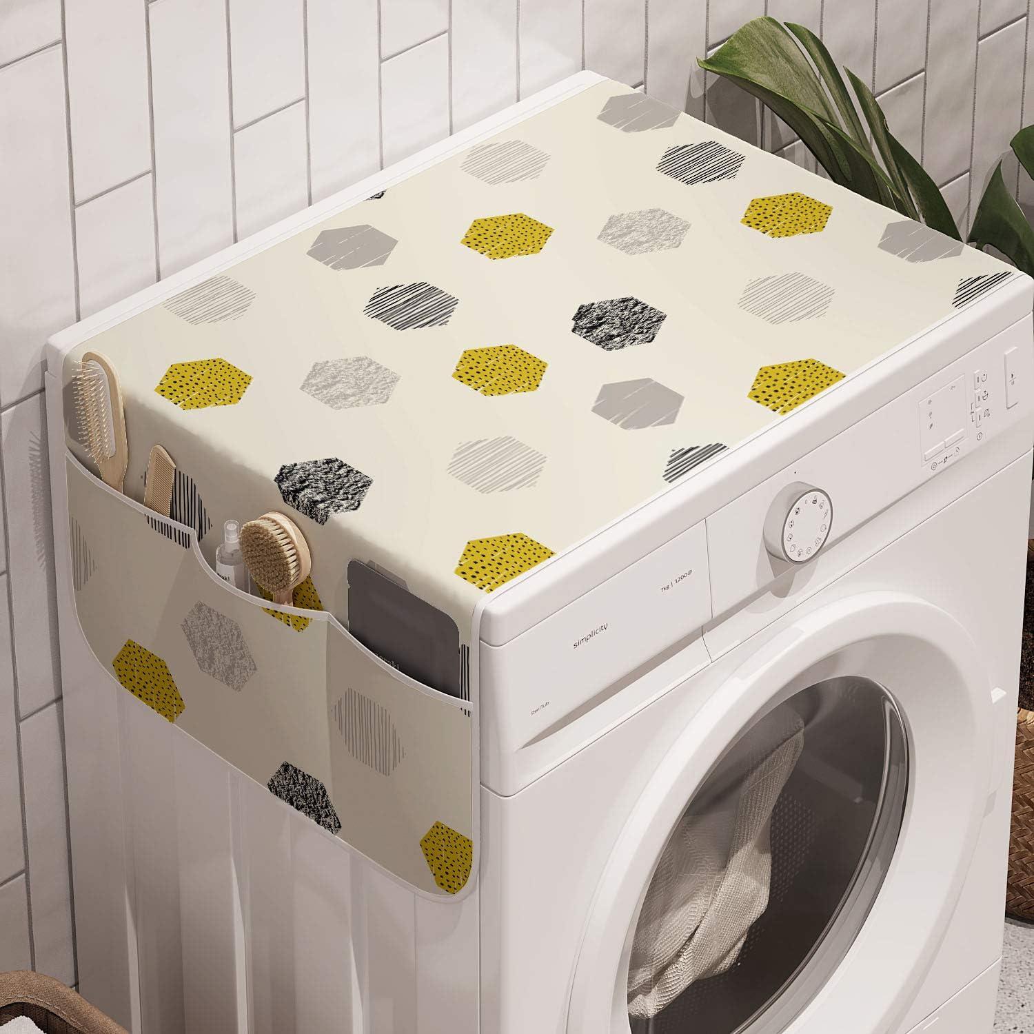 imageAmbesonne Heart Microwave Oven Cover Valentines Days Theme Romance Pattern in Simplistic Style Rhythmic Water Resistant Organizer with Pockets for Kitchen 36 x 12 Baby Pink and Dark TaupeIvory Dark Yellow