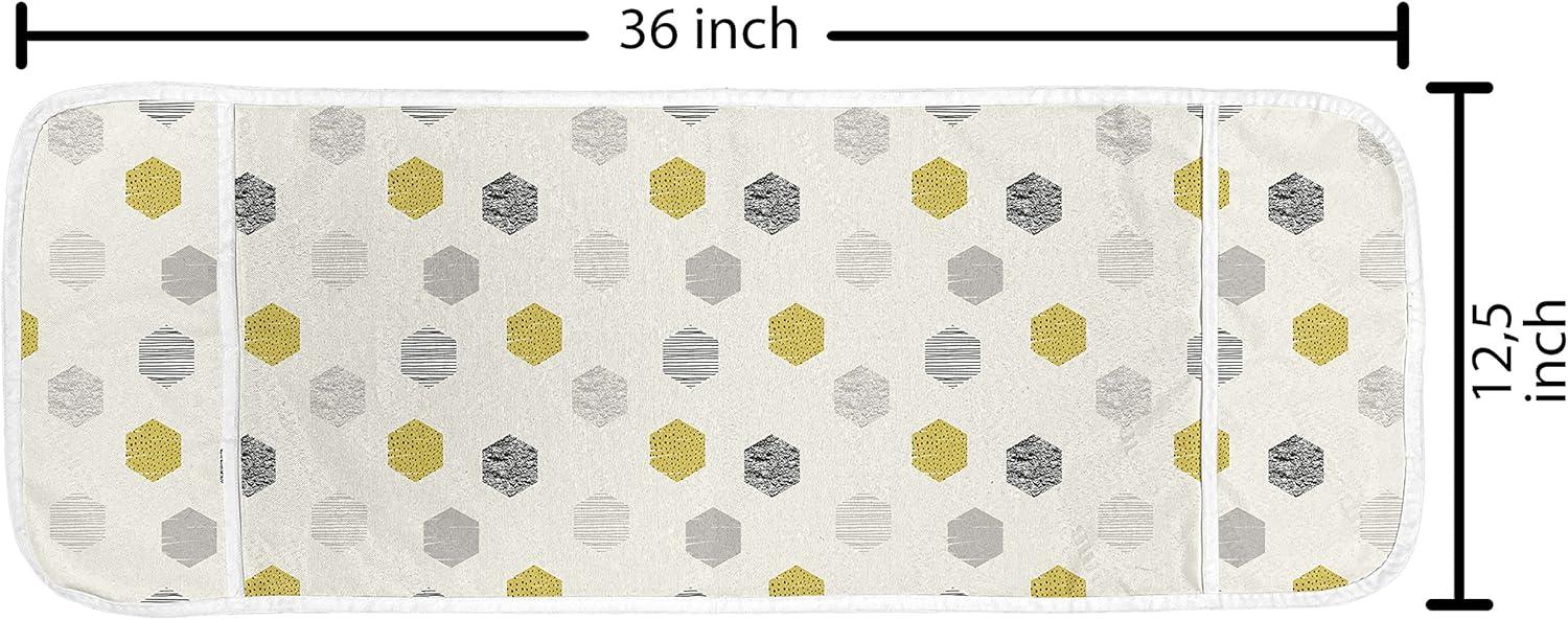 imageAmbesonne Heart Microwave Oven Cover Valentines Days Theme Romance Pattern in Simplistic Style Rhythmic Water Resistant Organizer with Pockets for Kitchen 36 x 12 Baby Pink and Dark TaupeIvory Dark Yellow