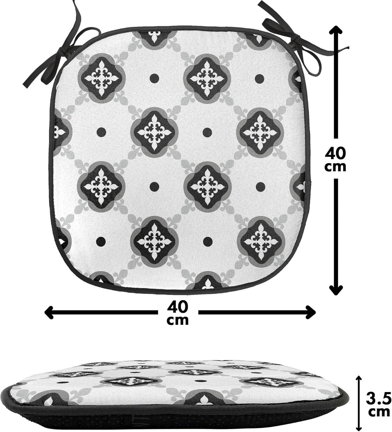 imageAmbesonne Hearts Chair Seating Cushion Set of 8 Valentines Day Themed Ornate Romantic Pink Circles and Shapes on Dark Background AntiSlip Seat Padding for Kitchen amp Patio 16x16 Pink BrownGrey Black and White