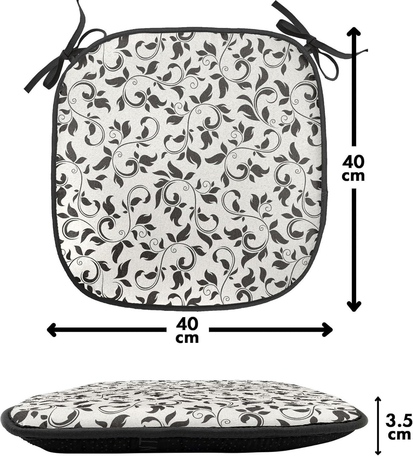 imageAmbesonne Hearts Chair Seating Cushion Set of 8 Valentines Day Themed Ornate Romantic Pink Circles and Shapes on Dark Background AntiSlip Seat Padding for Kitchen amp Patio 16x16 Pink BrownBlack Cream