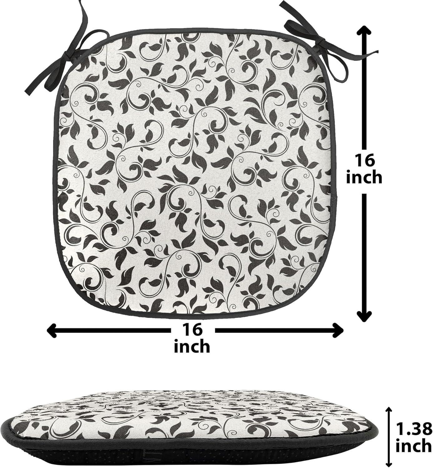 imageAmbesonne Hearts Chair Seating Cushion Set of 8 Valentines Day Themed Ornate Romantic Pink Circles and Shapes on Dark Background AntiSlip Seat Padding for Kitchen amp Patio 16x16 Pink BrownBlack Cream