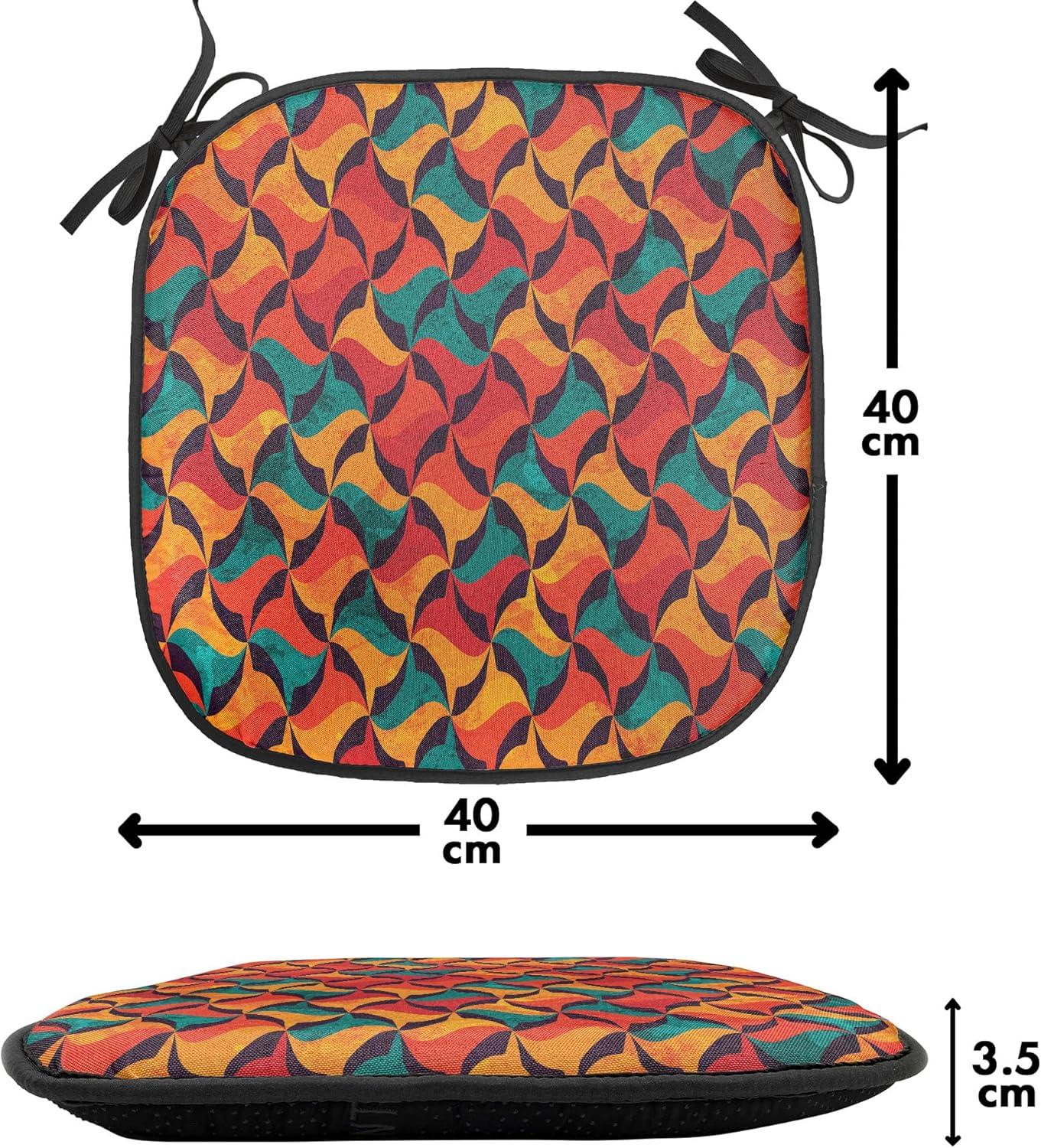 imageAmbesonne Hearts Chair Seating Cushion Set of 8 Valentines Day Themed Ornate Romantic Pink Circles and Shapes on Dark Background AntiSlip Seat Padding for Kitchen amp Patio 16x16 Pink BrownJade Green Orange