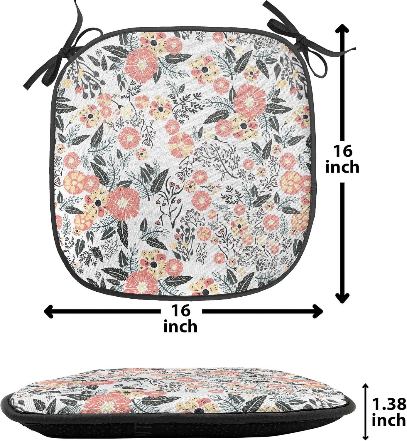 imageAmbesonne Hearts Chair Seating Cushion Set of 8 Valentines Day Themed Ornate Romantic Pink Circles and Shapes on Dark Background AntiSlip Seat Padding for Kitchen amp Patio 16x16 Pink BrownCharcoal Grey Mustard