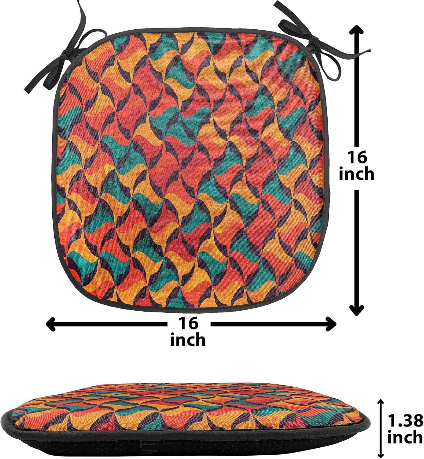 imageAmbesonne Hearts Chair Seating Cushion Set of 8 Valentines Day Themed Ornate Romantic Pink Circles and Shapes on Dark Background AntiSlip Seat Padding for Kitchen amp Patio 16x16 Pink BrownJade Green Orange