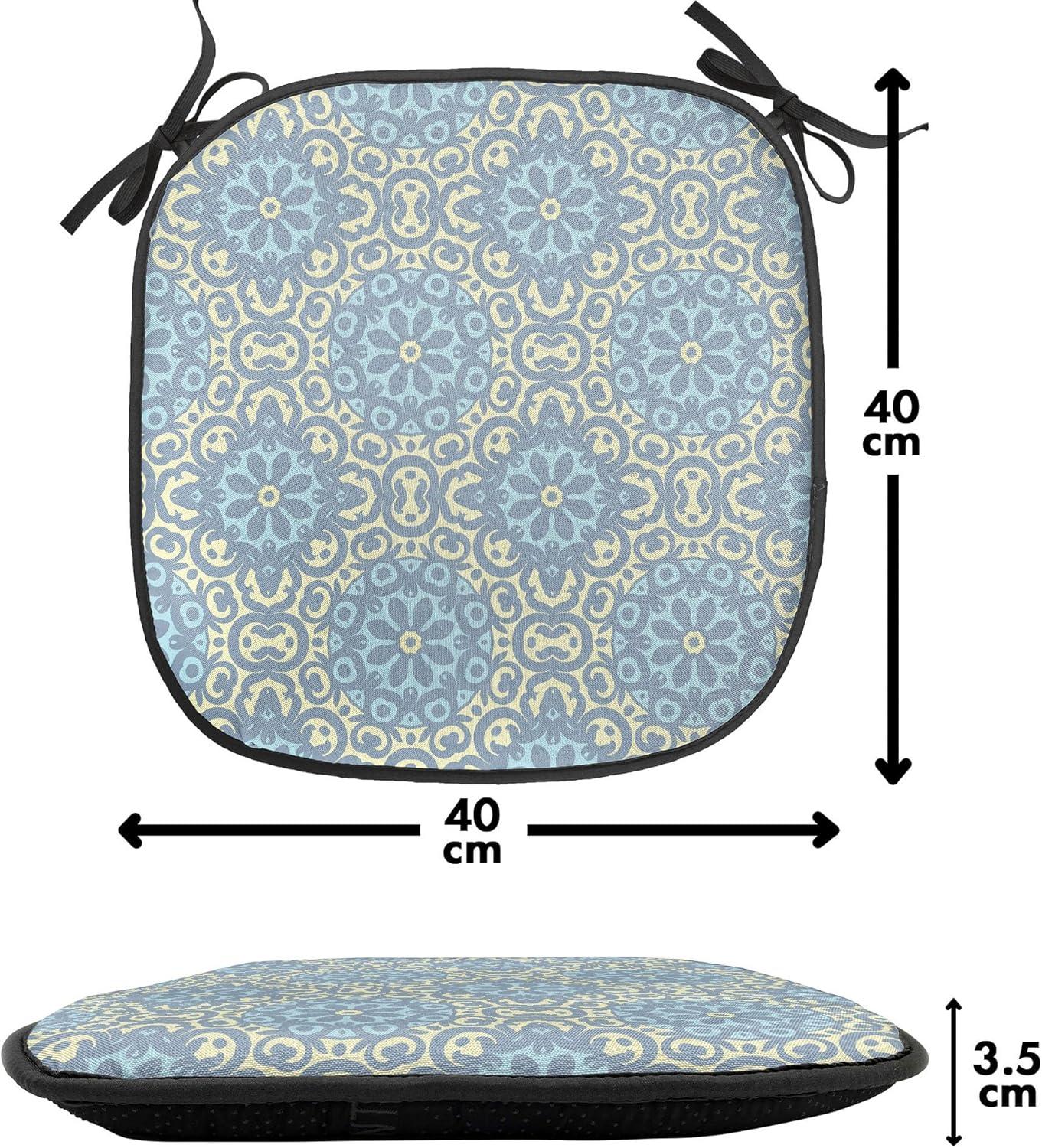 imageAmbesonne Hearts Chair Seating Cushion Set of 8 Valentines Day Themed Ornate Romantic Pink Circles and Shapes on Dark Background AntiSlip Seat Padding for Kitchen amp Patio 16x16 Pink BrownPale Blue Pale Yellow