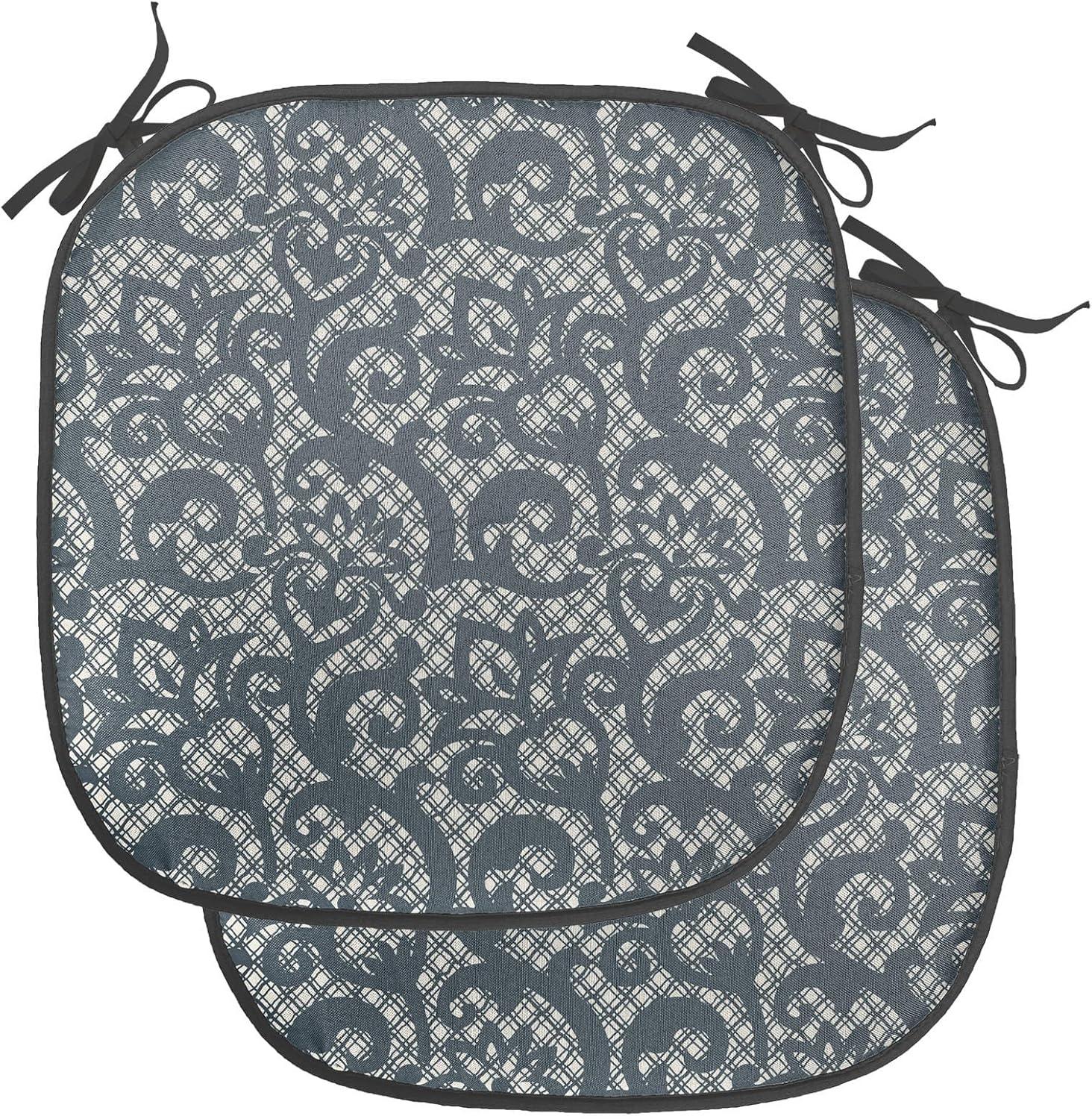 imageAmbesonne Hearts Chair Seating Cushion Set of 8 Valentines Day Themed Ornate Romantic Pink Circles and Shapes on Dark Background AntiSlip Seat Padding for Kitchen amp Patio 16x16 Pink BrownTeal Beige