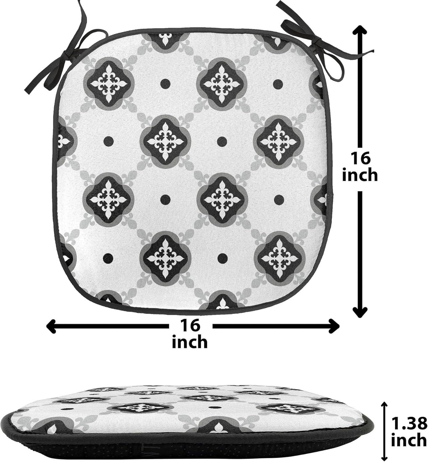 imageAmbesonne Hearts Chair Seating Cushion Set of 8 Valentines Day Themed Ornate Romantic Pink Circles and Shapes on Dark Background AntiSlip Seat Padding for Kitchen amp Patio 16x16 Pink BrownGrey Black and White