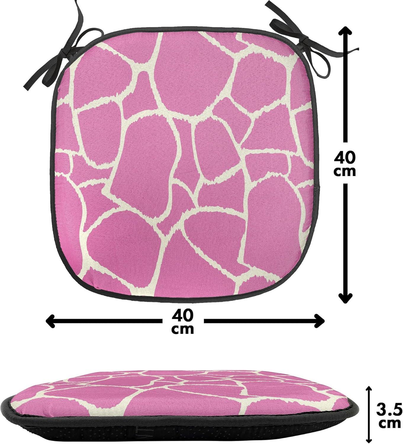 imageAmbesonne Hearts Chair Seating Cushion Set of 8 Valentines Day Themed Ornate Romantic Pink Circles and Shapes on Dark Background AntiSlip Seat Padding for Kitchen amp Patio 16x16 Pink BrownPink Cream