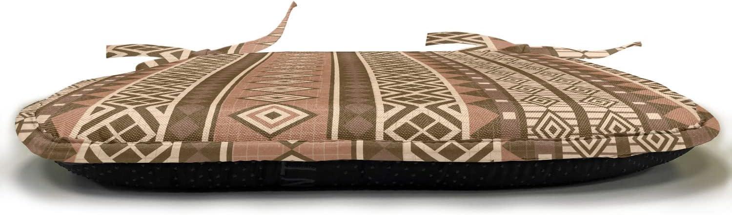 imageAmbesonne Hearts Chair Seating Cushion Set of 8 Valentines Day Themed Ornate Romantic Pink Circles and Shapes on Dark Background AntiSlip Seat Padding for Kitchen amp Patio 16x16 Pink BrownBrown Pale Brown Beige