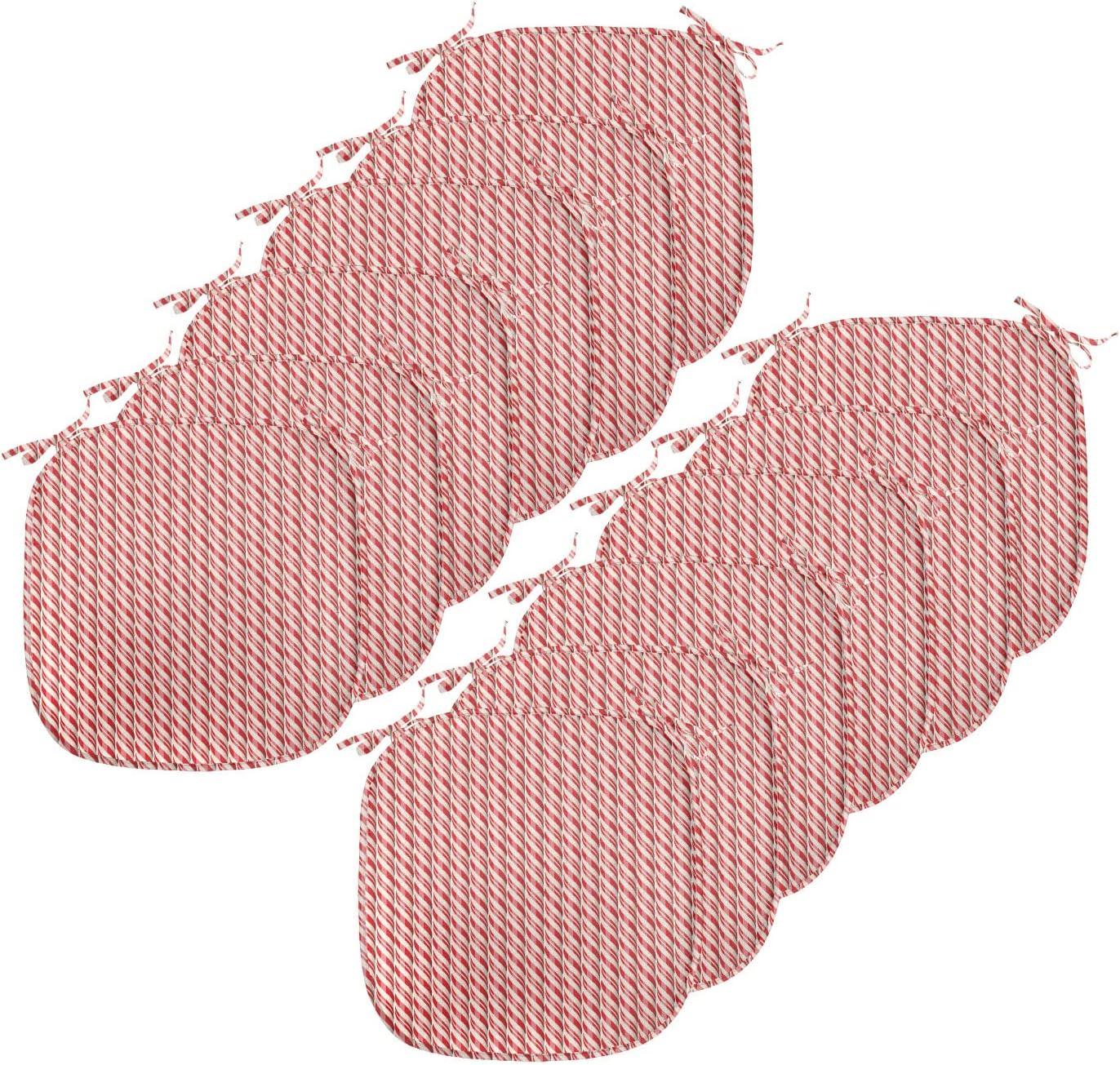 imageAmbesonne Hearts Chair Seating Cushion Set of 8 Valentines Day Themed Ornate Romantic Pink Circles and Shapes on Dark Background AntiSlip Seat Padding for Kitchen amp Patio 16x16 Pink BrownRed Cream