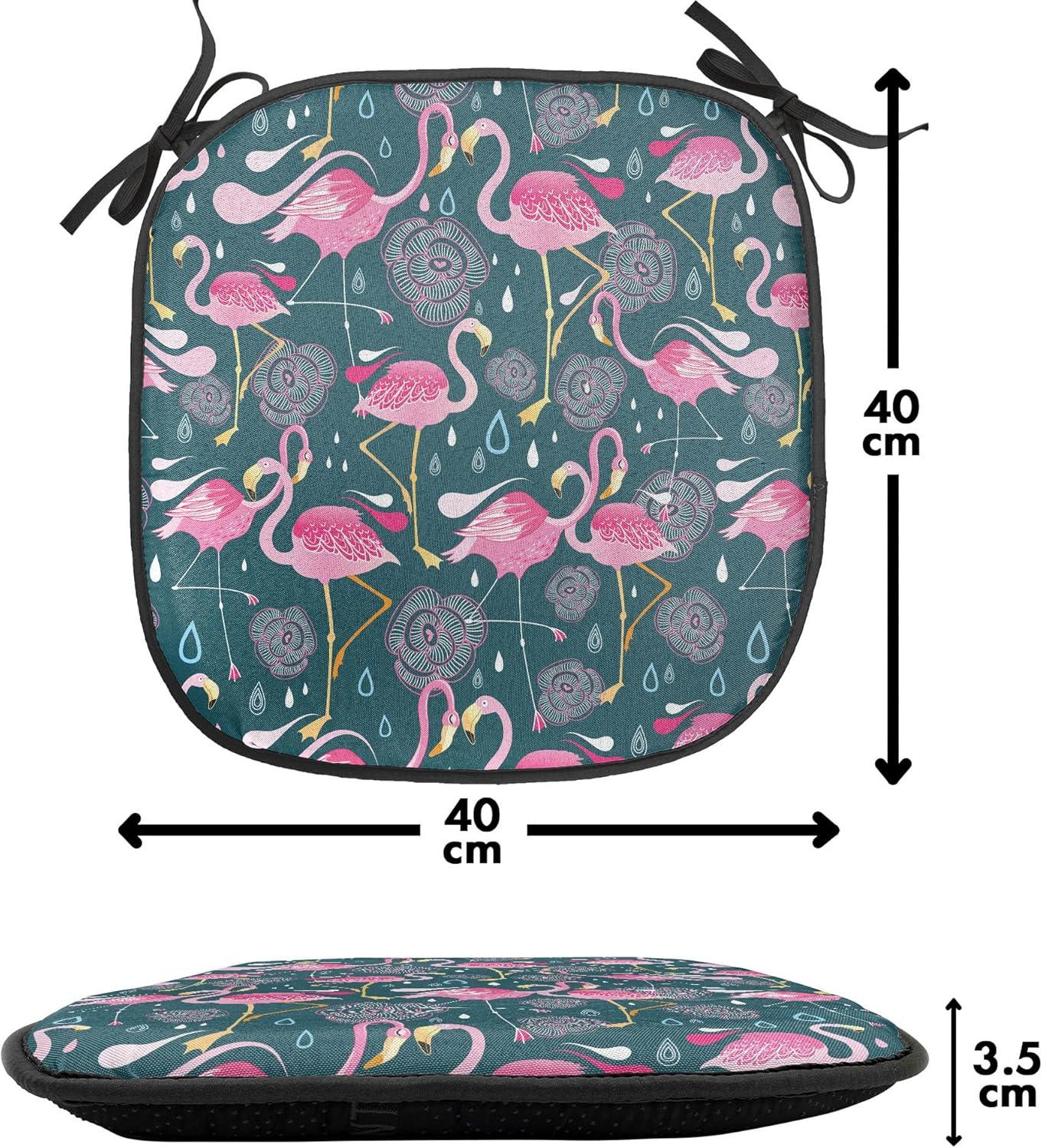 imageAmbesonne Hearts Chair Seating Cushion Set of 8 Valentines Day Themed Ornate Romantic Pink Circles and Shapes on Dark Background AntiSlip Seat Padding for Kitchen amp Patio 16x16 Pink BrownDark Green Pale Pink