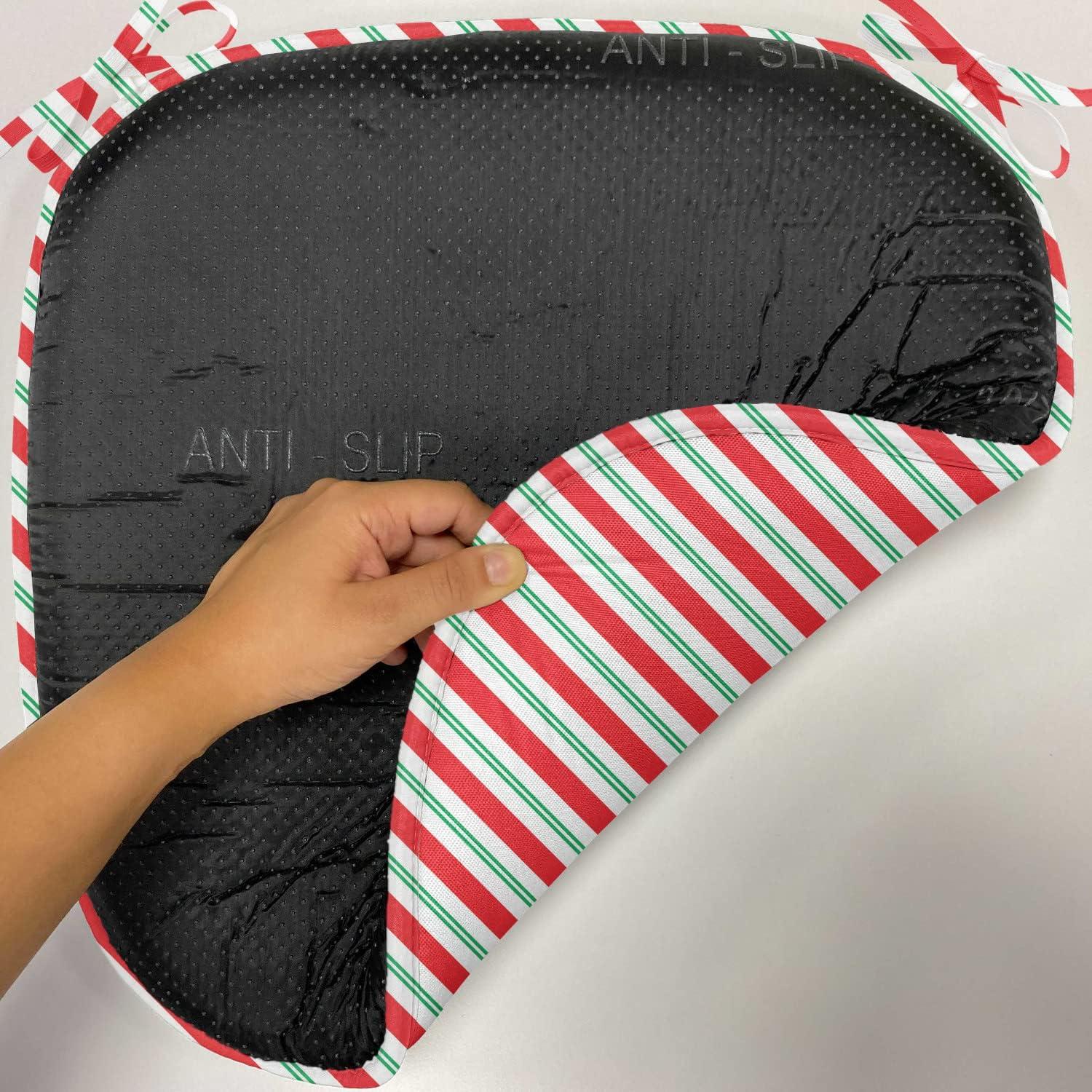 imageAmbesonne Hearts Chair Seating Cushion Set of 8 Valentines Day Themed Ornate Romantic Pink Circles and Shapes on Dark Background AntiSlip Seat Padding for Kitchen amp Patio 16x16 Pink BrownRed Fern Green White