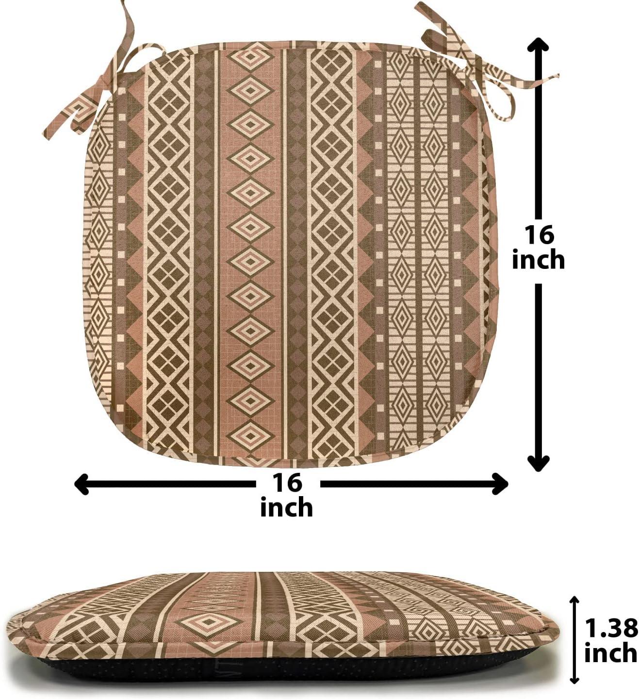 imageAmbesonne Hearts Chair Seating Cushion Set of 8 Valentines Day Themed Ornate Romantic Pink Circles and Shapes on Dark Background AntiSlip Seat Padding for Kitchen amp Patio 16x16 Pink BrownBrown Pale Brown Beige