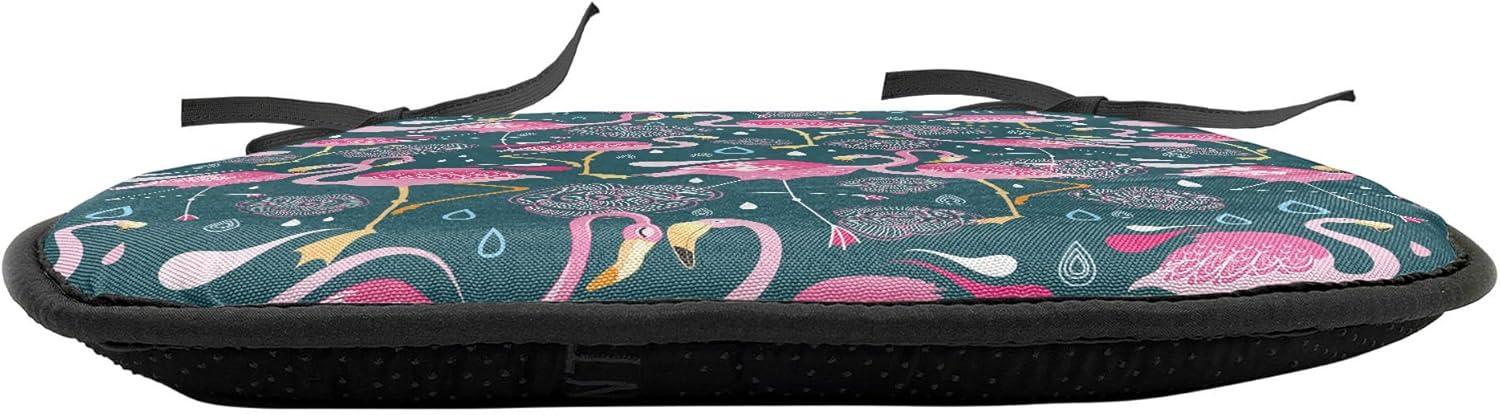 imageAmbesonne Hearts Chair Seating Cushion Set of 8 Valentines Day Themed Ornate Romantic Pink Circles and Shapes on Dark Background AntiSlip Seat Padding for Kitchen amp Patio 16x16 Pink BrownDark Green Pale Pink