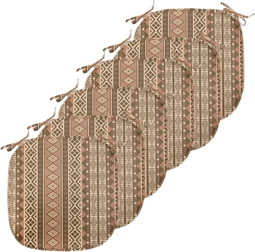 imageAmbesonne Hearts Chair Seating Cushion Set of 8 Valentines Day Themed Ornate Romantic Pink Circles and Shapes on Dark Background AntiSlip Seat Padding for Kitchen amp Patio 16x16 Pink BrownBrown Pale Brown Beige