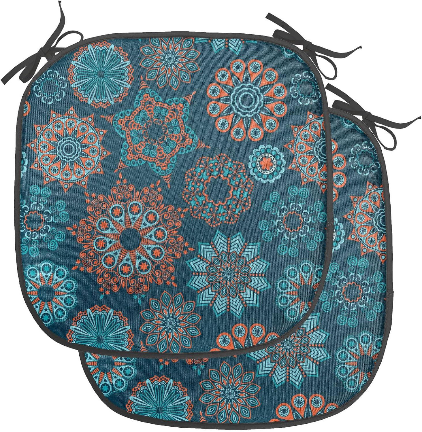 imageAmbesonne Hearts Chair Seating Cushion Set of 8 Valentines Day Themed Ornate Romantic Pink Circles and Shapes on Dark Background AntiSlip Seat Padding for Kitchen amp Patio 16x16 Pink BrownOrange Dark Blue