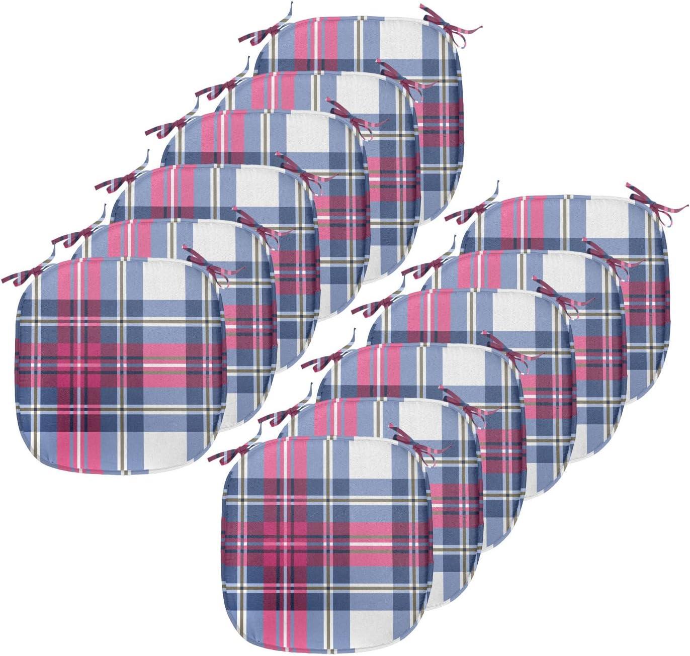imageAmbesonne Hearts Chair Seating Cushion Set of 8 Valentines Day Themed Ornate Romantic Pink Circles and Shapes on Dark Background AntiSlip Seat Padding for Kitchen amp Patio 16x16 Pink BrownBlue Pink Grey