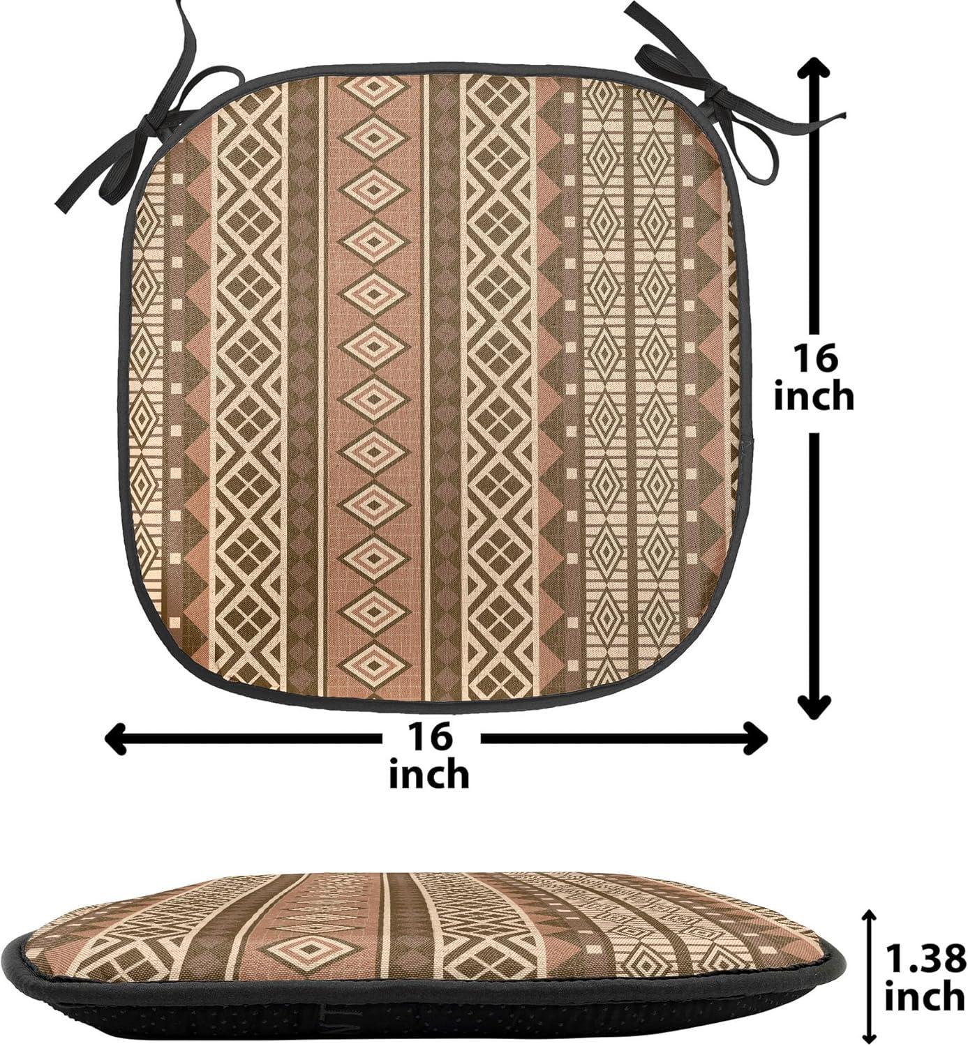 imageAmbesonne Hearts Chair Seating Cushion Set of 8 Valentines Day Themed Ornate Romantic Pink Circles and Shapes on Dark Background AntiSlip Seat Padding for Kitchen amp Patio 16x16 Pink BrownBrown Pale Brown Beige