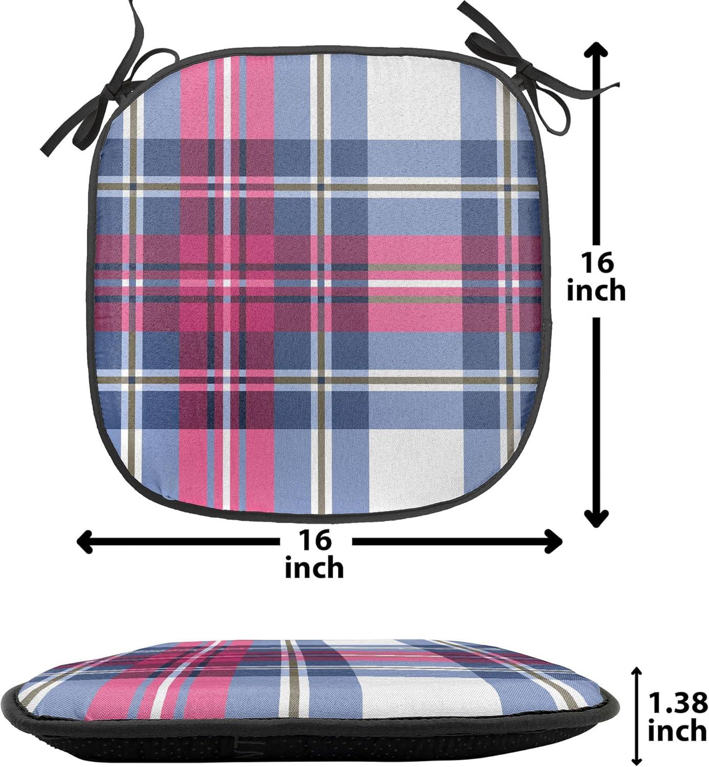 imageAmbesonne Hearts Chair Seating Cushion Set of 8 Valentines Day Themed Ornate Romantic Pink Circles and Shapes on Dark Background AntiSlip Seat Padding for Kitchen amp Patio 16x16 Pink BrownBlue Pink Grey