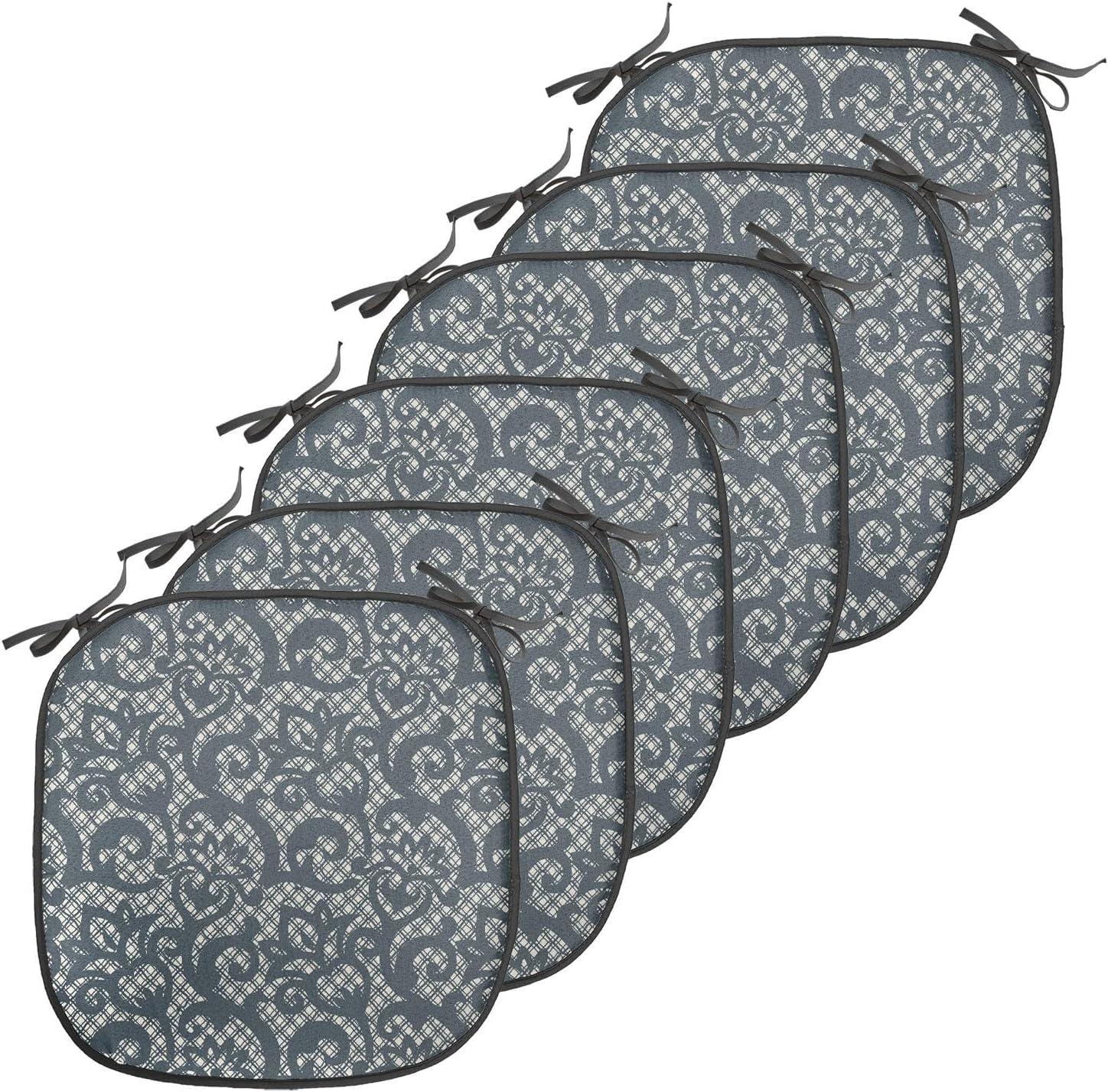 imageAmbesonne Hearts Chair Seating Cushion Set of 8 Valentines Day Themed Ornate Romantic Pink Circles and Shapes on Dark Background AntiSlip Seat Padding for Kitchen amp Patio 16x16 Pink BrownTeal Beige
