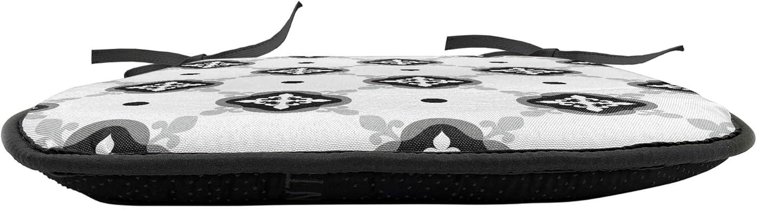 imageAmbesonne Hearts Chair Seating Cushion Set of 8 Valentines Day Themed Ornate Romantic Pink Circles and Shapes on Dark Background AntiSlip Seat Padding for Kitchen amp Patio 16x16 Pink BrownGrey Black and White