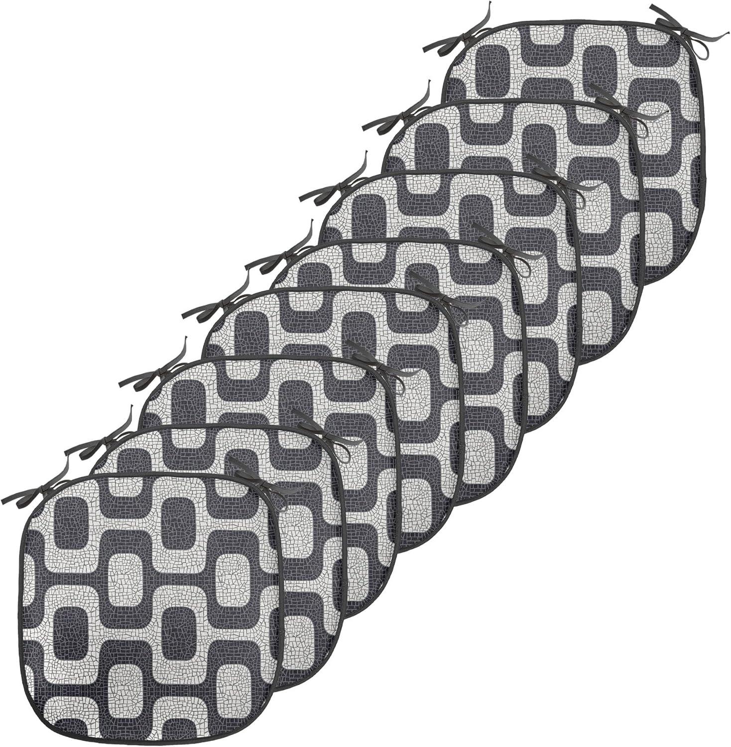 imageAmbesonne Hearts Chair Seating Cushion Set of 8 Valentines Day Themed Ornate Romantic Pink Circles and Shapes on Dark Background AntiSlip Seat Padding for Kitchen amp Patio 16x16 Pink BrownBlack Pale Grey White