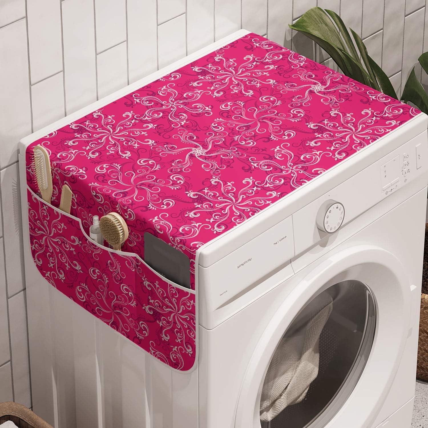 imageAmbesonne Hot Pink Microwave Oven Cover Valentines Day Inspired Black Mini Hearts on Fuchsia Backdrop Abstract Design Water Resistant Organizer with Pockets for Kitchen 36 x 12 Fuchsia BlackHot Pink White Purple