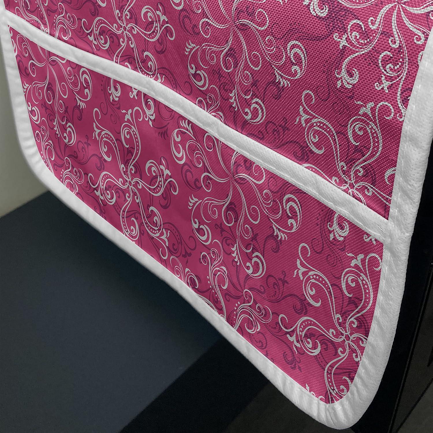 imageAmbesonne Hot Pink Microwave Oven Cover Valentines Day Inspired Black Mini Hearts on Fuchsia Backdrop Abstract Design Water Resistant Organizer with Pockets for Kitchen 36 x 12 Fuchsia BlackHot Pink White Purple