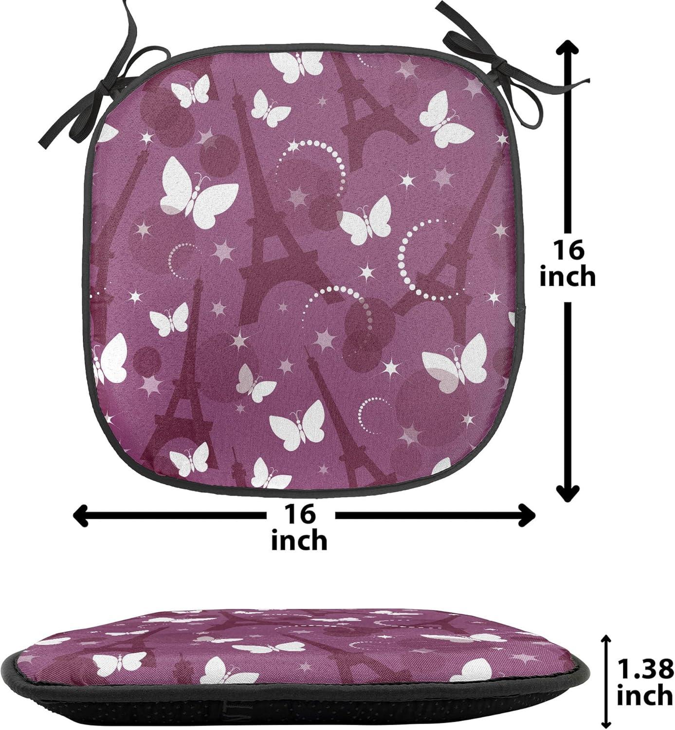 imageAmbesonne Love Chair Seating Cushion Set of 4 Hipster Hearts Pattern with Love You Texts Heart Shapes Valentines Day Theme AntiSlip Seat Padding for Kitchen amp Patio 16x16 Vermilion MulticolorViolet Plum White