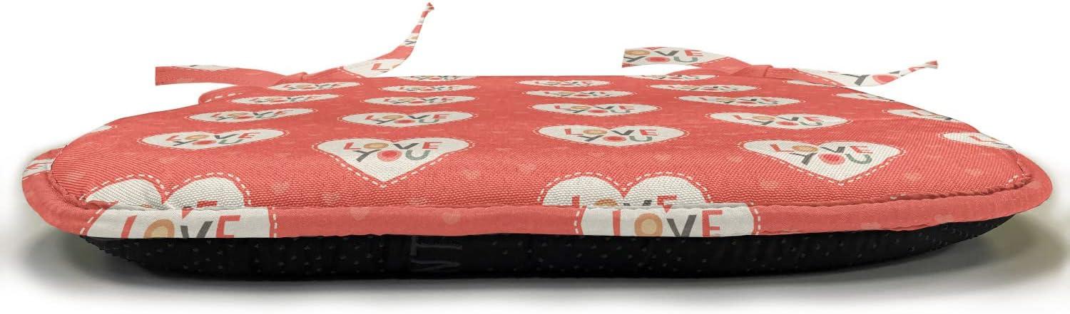 imageAmbesonne Love Chair Seating Cushion Set of 4 Hipster Hearts Pattern with Love You Texts Heart Shapes Valentines Day Theme AntiSlip Seat Padding for Kitchen amp Patio 16x16 Vermilion MulticolorVermilion Multicolor