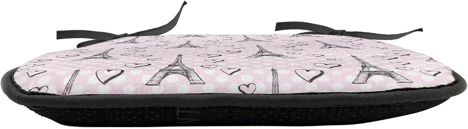 imageAmbesonne Love Chair Seating Cushion Set of 4 Hipster Hearts Pattern with Love You Texts Heart Shapes Valentines Day Theme AntiSlip Seat Padding for Kitchen amp Patio 16x16 Vermilion MulticolorPale Pink Black White
