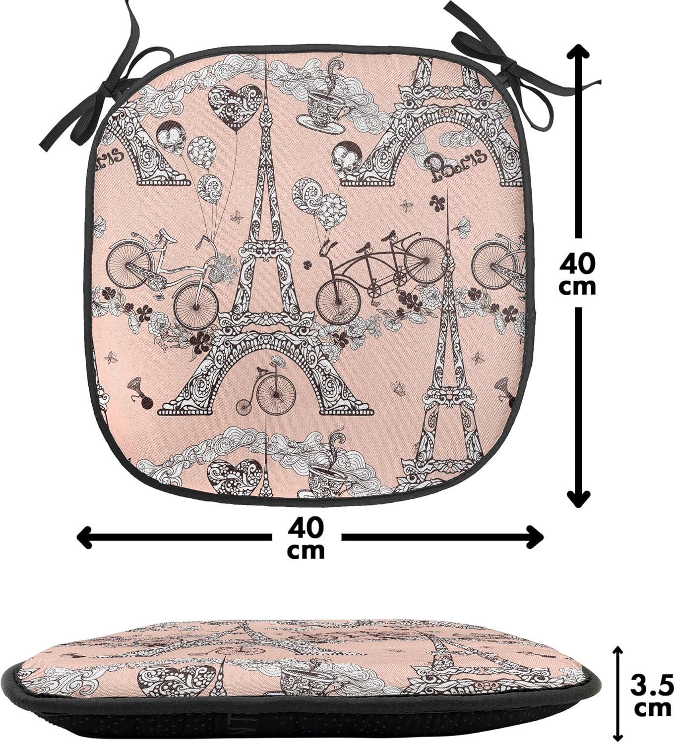 imageAmbesonne Love Chair Seating Cushion Set of 4 Hipster Hearts Pattern with Love You Texts Heart Shapes Valentines Day Theme AntiSlip Seat Padding for Kitchen amp Patio 16x16 Vermilion MulticolorPale Salmon Black White