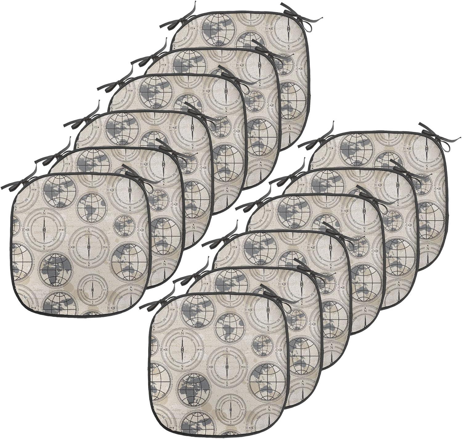 imageAmbesonne Love Chair Seating Cushion Set of 4 Hipster Hearts Pattern with Love You Texts Heart Shapes Valentines Day Theme AntiSlip Seat Padding for Kitchen amp Patio 16x16 Vermilion MulticolorBlack Grey Tan