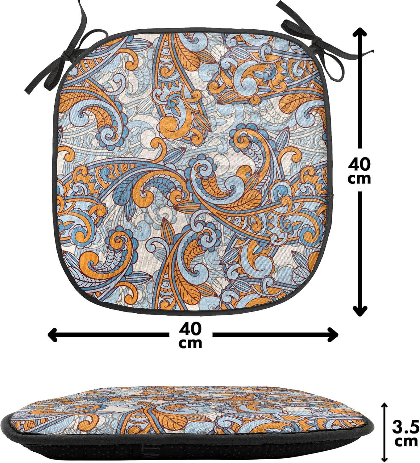 imageAmbesonne Love Chair Seating Cushion Set of 4 Hipster Hearts Pattern with Love You Texts Heart Shapes Valentines Day Theme AntiSlip Seat Padding for Kitchen amp Patio 16x16 Vermilion MulticolorOrange Pale Blue Cream