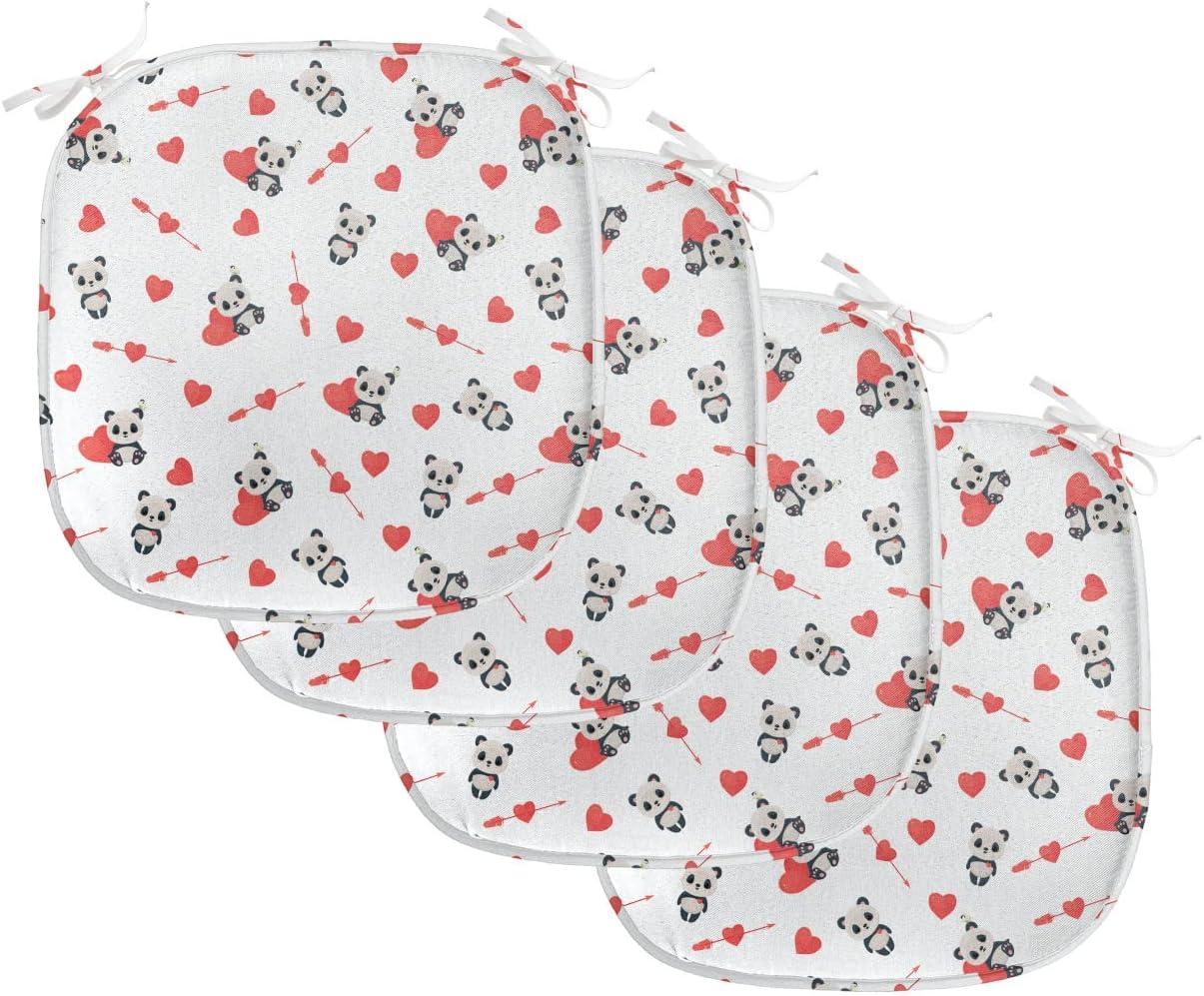 imageAmbesonne Love Chair Seating Cushion Set of 4 Hipster Hearts Pattern with Love You Texts Heart Shapes Valentines Day Theme AntiSlip Seat Padding for Kitchen amp Patio 16x16 Vermilion MulticolorVermilion Beige Black
