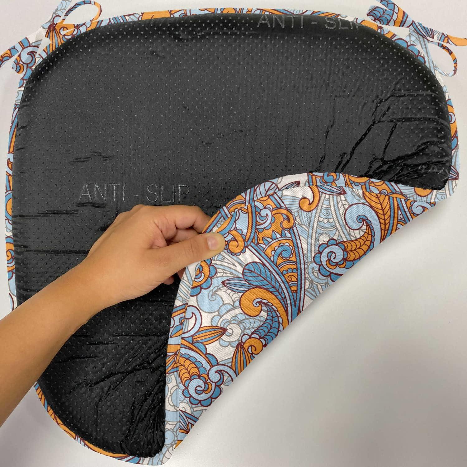 imageAmbesonne Love Chair Seating Cushion Set of 4 Hipster Hearts Pattern with Love You Texts Heart Shapes Valentines Day Theme AntiSlip Seat Padding for Kitchen amp Patio 16x16 Vermilion MulticolorOrange Pale Blue Cream