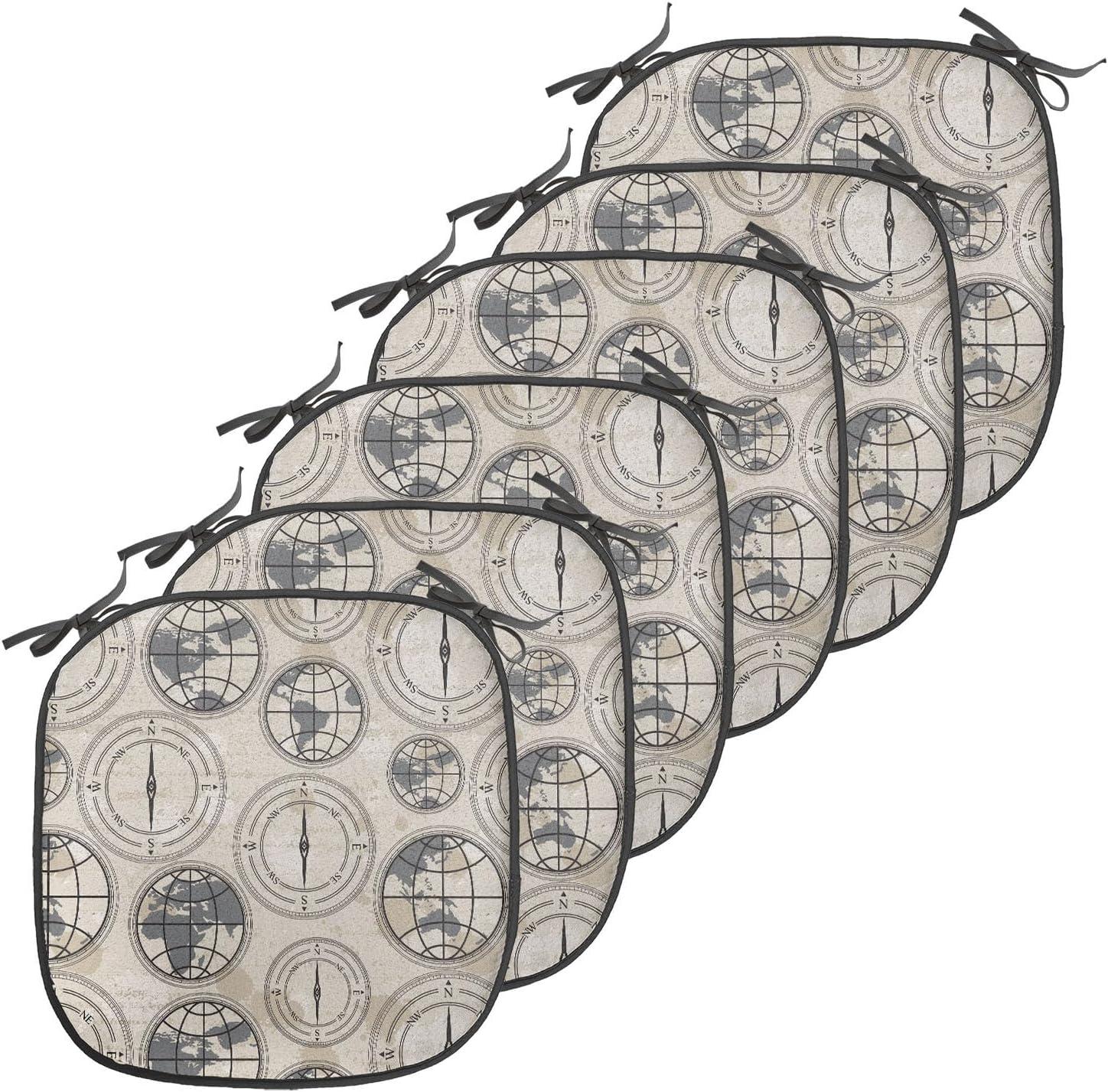 imageAmbesonne Love Chair Seating Cushion Set of 4 Hipster Hearts Pattern with Love You Texts Heart Shapes Valentines Day Theme AntiSlip Seat Padding for Kitchen amp Patio 16x16 Vermilion MulticolorBlack Grey Tan