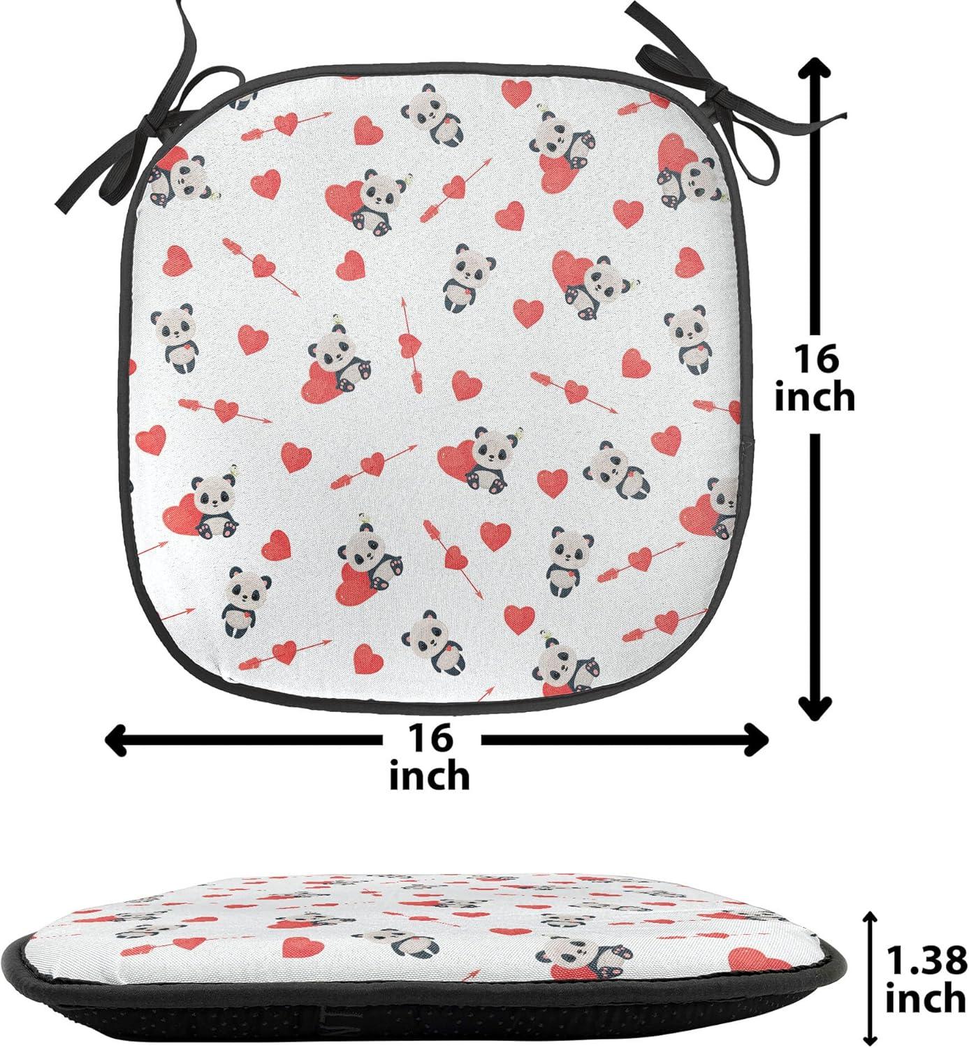 imageAmbesonne Love Chair Seating Cushion Set of 4 Hipster Hearts Pattern with Love You Texts Heart Shapes Valentines Day Theme AntiSlip Seat Padding for Kitchen amp Patio 16x16 Vermilion MulticolorVermilion Beige Black