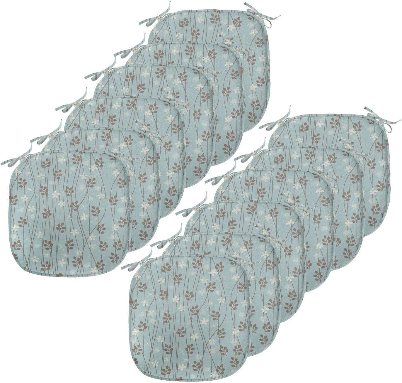 imageAmbesonne Love Chair Seating Cushion Set of 4 Hipster Hearts Pattern with Love You Texts Heart Shapes Valentines Day Theme AntiSlip Seat Padding for Kitchen amp Patio 16x16 Vermilion MulticolorPale Blue Cream Umber
