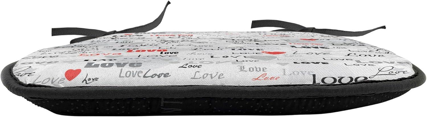 imageAmbesonne Love Chair Seating Cushion Set of 4 Hipster Hearts Pattern with Love You Texts Heart Shapes Valentines Day Theme AntiSlip Seat Padding for Kitchen amp Patio 16x16 Vermilion MulticolorGrey Black Red