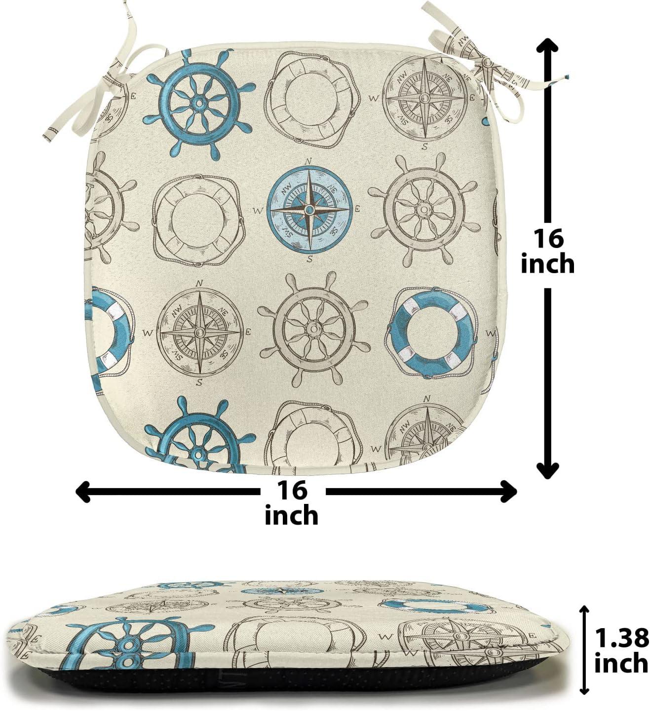 imageAmbesonne Love Chair Seating Cushion Set of 4 Hipster Hearts Pattern with Love You Texts Heart Shapes Valentines Day Theme AntiSlip Seat Padding for Kitchen amp Patio 16x16 Vermilion MulticolorBeige Teal