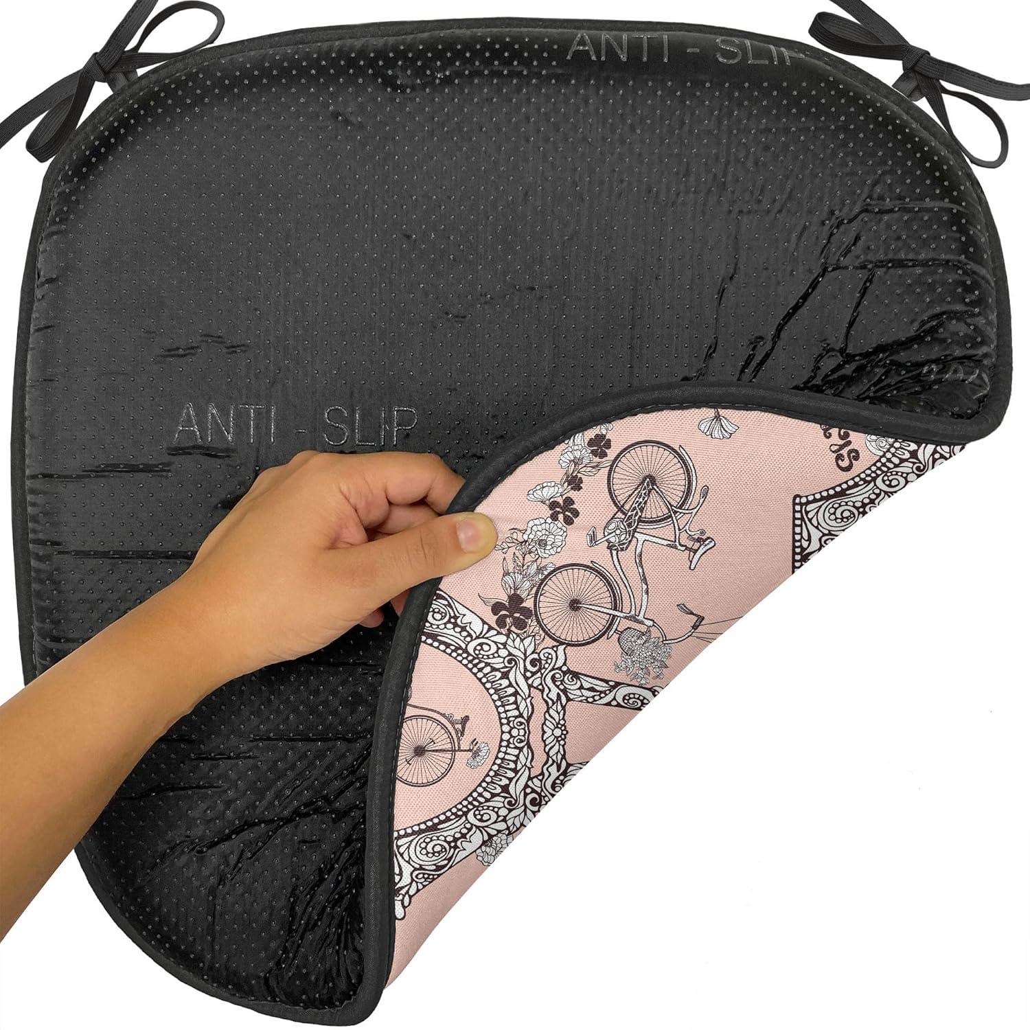 imageAmbesonne Love Chair Seating Cushion Set of 4 Hipster Hearts Pattern with Love You Texts Heart Shapes Valentines Day Theme AntiSlip Seat Padding for Kitchen amp Patio 16x16 Vermilion MulticolorPale Salmon Black White