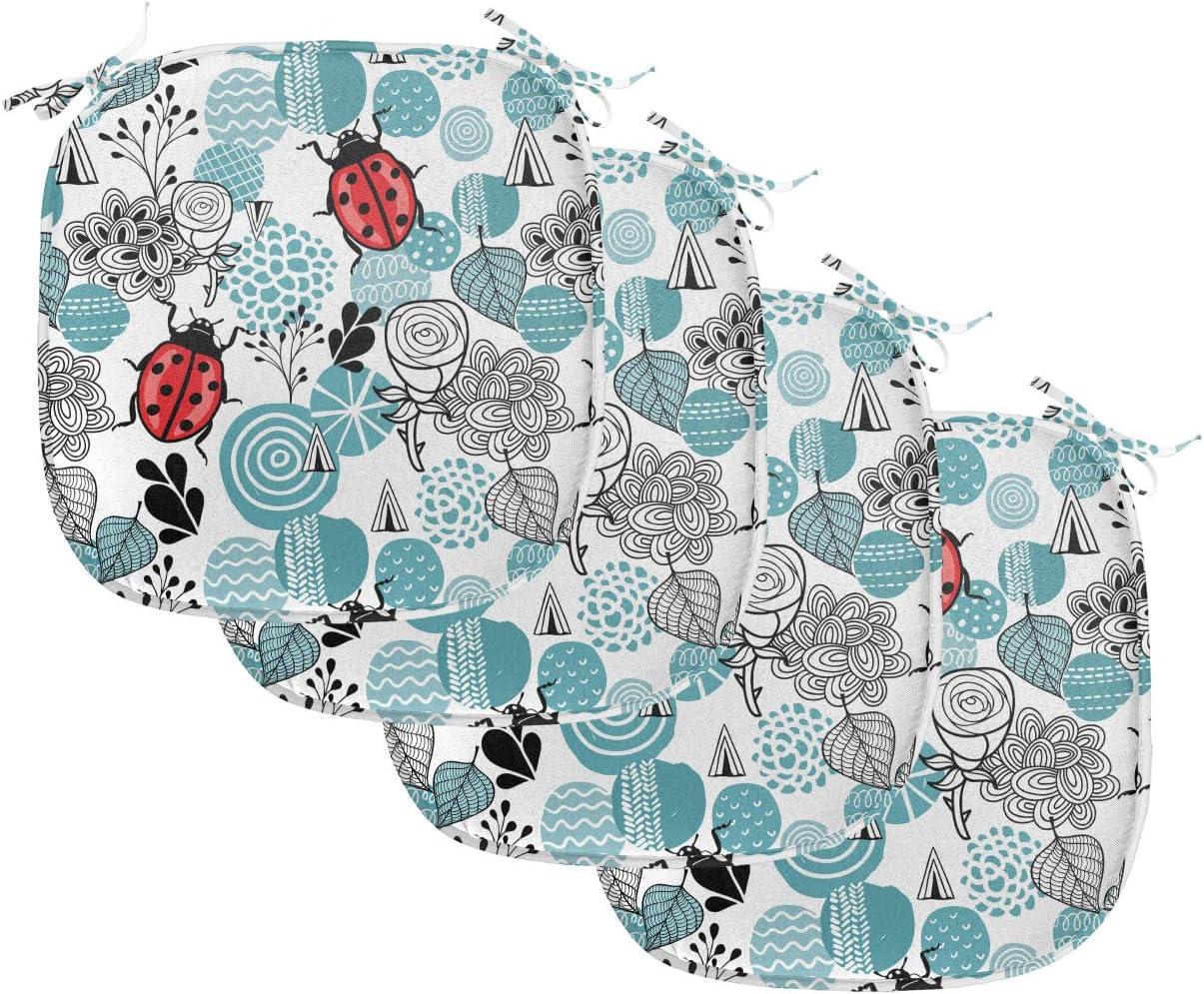 imageAmbesonne Love Chair Seating Cushion Set of 4 Hipster Hearts Pattern with Love You Texts Heart Shapes Valentines Day Theme AntiSlip Seat Padding for Kitchen amp Patio 16x16 Vermilion MulticolorPale Blue Red Black