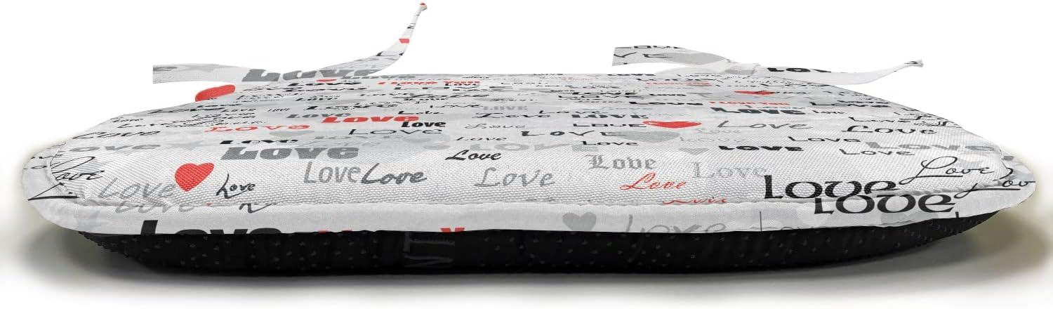 imageAmbesonne Love Chair Seating Cushion Set of 4 Hipster Hearts Pattern with Love You Texts Heart Shapes Valentines Day Theme AntiSlip Seat Padding for Kitchen amp Patio 16x16 Vermilion MulticolorGrey Black Red