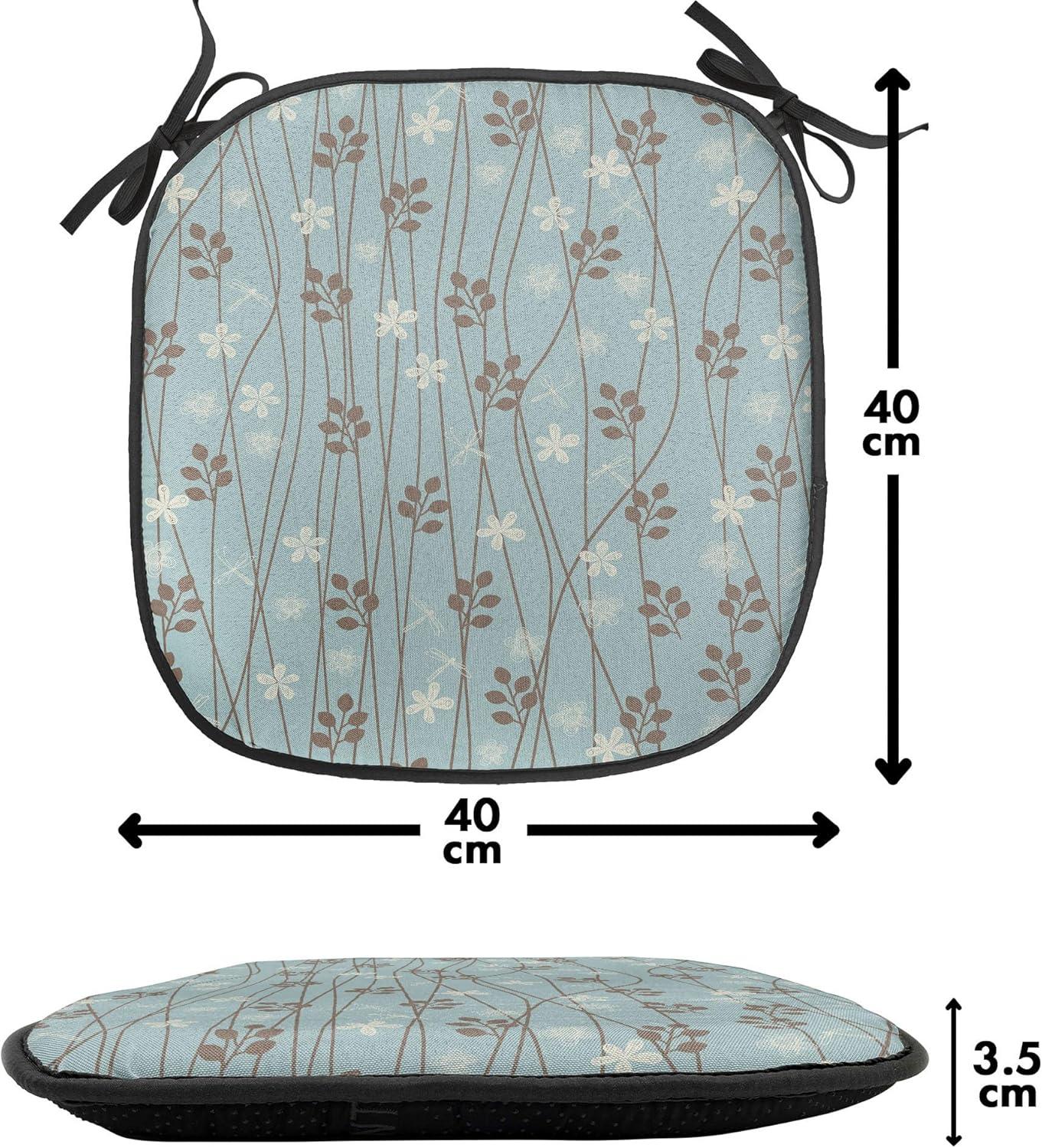 imageAmbesonne Love Chair Seating Cushion Set of 4 Hipster Hearts Pattern with Love You Texts Heart Shapes Valentines Day Theme AntiSlip Seat Padding for Kitchen amp Patio 16x16 Vermilion MulticolorPale Blue Cream Umber